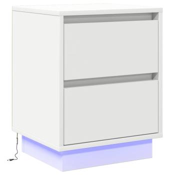 Nachttisch mit LED-Lichtern Weiß 39x34,5x50 cm