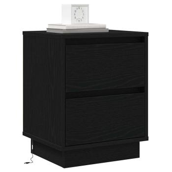 Nachttische mit LED-Lichtern 2 Stück Schwarz 39x34.5x50 cm