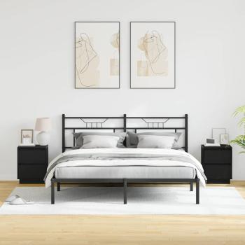 Nachttische mit LED-Lichtern 2 Stück Schwarz 39x34.5x50 cm