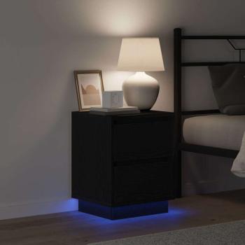 Nachttische mit LED-Lichtern 2 Stück Schwarz 39x34.5x50 cm