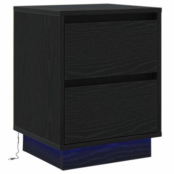 Nachttische mit LED-Lichtern 2 Stück Schwarz 39x34.5x50 cm