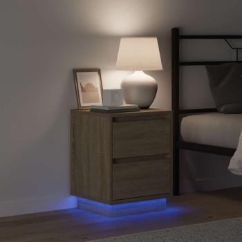 Nachttisch mit LED-Lichtern Sonoma Eiche 39x34,5x50 cm