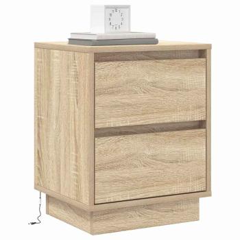 Nachttische mit LED-Lichtern 2 Stück Sonoma Eiche 39x34.5x50 cm