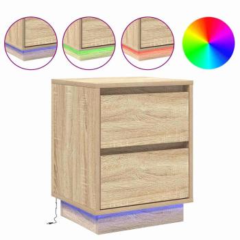 Nachttische mit LED-Lichtern 2 Stück Sonoma Eiche 39x34.5x50 cm