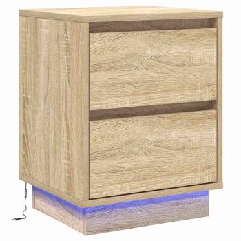 Nachttische mit LED-Lichtern 2 Stück Sonoma Eiche 39x34.5x50 cm