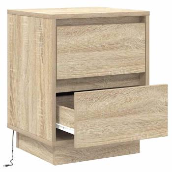 Nachttische mit LED-Lichtern 2 Stück Sonoma Eiche 39x34.5x50 cm