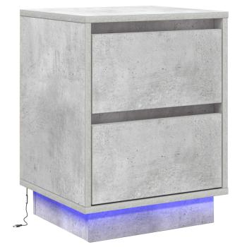 Nachttisch mit LED-Lichtern Beton Grau 39x34,5x50 cm