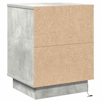 Nachttisch mit LED-Lichtern Beton Grau 39x34,5x50 cm