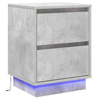Nachttische mit LED-Lichtern 2 Stück Beton Grau 39x34.5x50 cm
