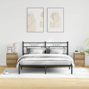 Nachttische mit LED-Lichtern 2 Stück Eiche 39x34.5x50 cm