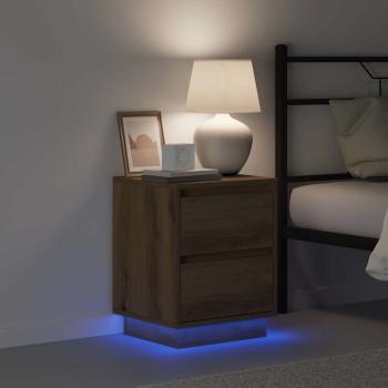 Nachttische mit LED-Lichtern 2 Stück Eiche 39x34.5x50 cm