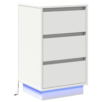 Nachttisch mit LED Weiß 39x34,5x65 cm Holzwerkstoff