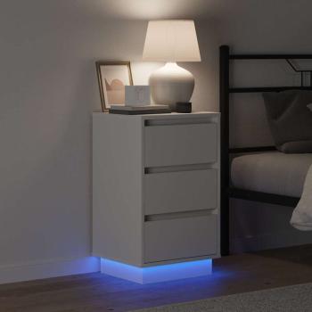 Nachttisch mit LED Weiß 39x34,5x65 cm Holzwerkstoff
