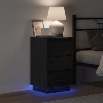 Nachttisch mit LED Schwarze Eiche 39x34,5x65 cm Holzwerkstoff