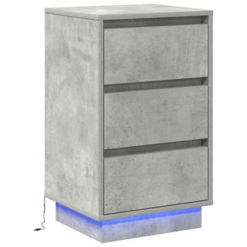 Nachttisch mit LED Beton Grau 39x34,5x65 cm Werkstoffholz