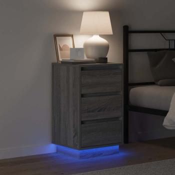 Nachttisch mit LED Grauer Sonoma 39x34,5x65 cm Holzwerkstoff