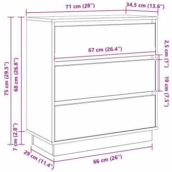Nachttisch mit LED Weiß 71x34,5x75 cm Holzwerkstoff