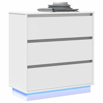 Nachttisch mit LED Weiß 71x34,5x75 cm Holzwerkstoff