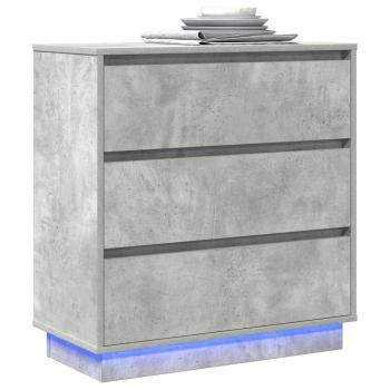 Nachttisch mit LED Beton Grau 71x34,5x75 cm Holzwerkstoff