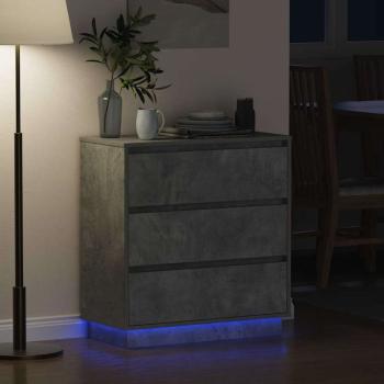 Nachttisch mit LED Beton Grau 71x34,5x75 cm Holzwerkstoff