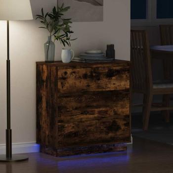Nachttisch mit LED Geräucherten Eichen 71x34,5x75 cm MDF Holz