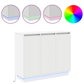 Sideboard mit LED in Weiß, 90x32x75 cm, aus Holzwerkstoff