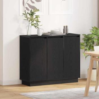 ARDEBO.de - Sideboard mit LED in Schwarz und Eiche, 90x32x75 cm, aus Holzwerkstoff