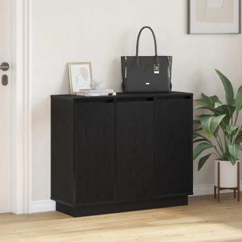 Sideboard mit LED in Schwarz und Eiche, 90x32x75 cm, aus Holzwerkstoff