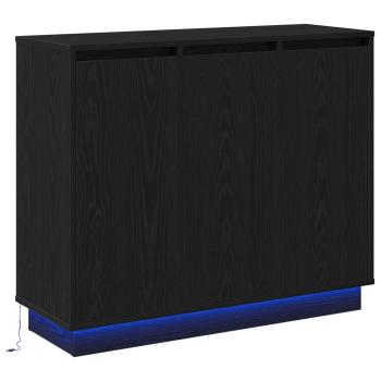 Sideboard mit LED in Schwarz und Eiche, 90x32x75 cm, aus Holzwerkstoff