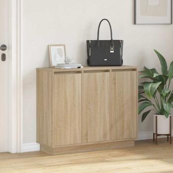 LED-Sideboard Sonoma-Eiche 90 x 32 x 75 cm Holzwerkstoff