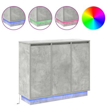 Sideboard mit LED in Beton Grau, 90x32x75 cm, aus Holzwerkstoff