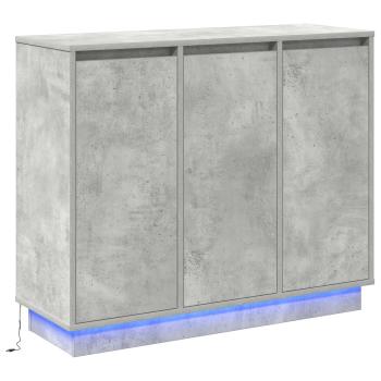 Sideboard mit LED in Beton Grau, 90x32x75 cm, aus Holzwerkstoff