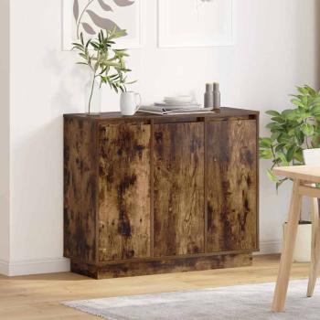 ARDEBO.de - Sideboard mit LED in Raucheiche 90x32x75 cm aus Holzwerkstoff
