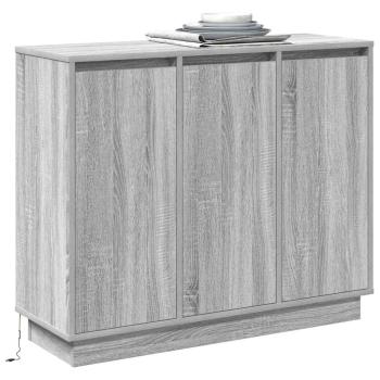 Sideboard mit LED in Grau Sonoma, 90x32x75 cm, aus Holzwerkstoff