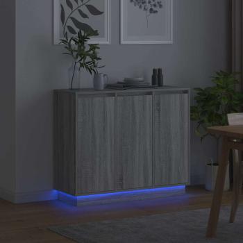 Sideboard mit LED in Grau Sonoma, 90x32x75 cm, aus Holzwerkstoff