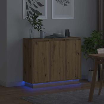 Sideboard mit LED in Artisan Eiche 90x32x75 cm aus Ingenieurholz