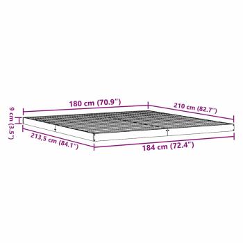 Bodenbett Rahmen Weiß 180x210 cm Massivholz Kiefer