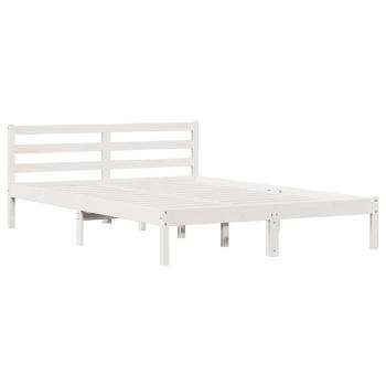 Bettgestell mit Kopfteil Weiß 160x210 cm Massivholz Kiefer