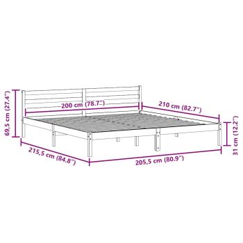 Bettgestell mit Kopfteil 200x210 cm aus massivem Kiefernholz