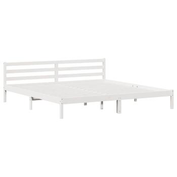 Bettgestell mit Kopfteil Weiß 200x210 cm Massivholz Kiefer
