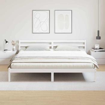 Bettgestell mit Kopfteil Weiß 200x210 cm Massivholz Kiefer