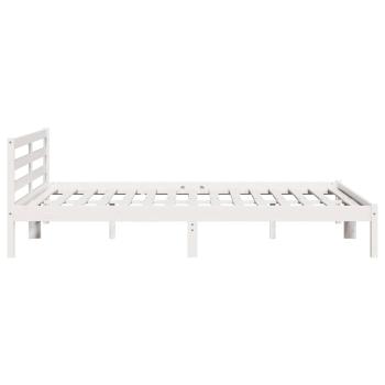 Bettgestell mit Kopfteil Weiß 200x210 cm Massivholz Kiefer
