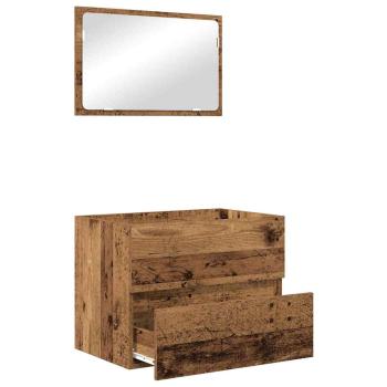 2 Teile Badezimmermöbel Set Altes Holz Holzwerkstoff