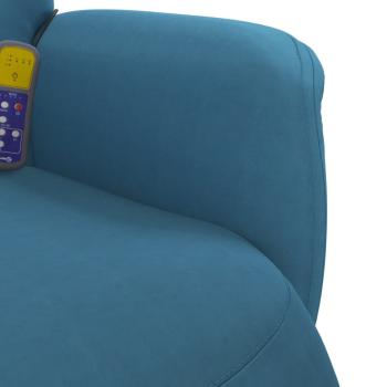 Massagesessel mit Fußteil Blau Samt