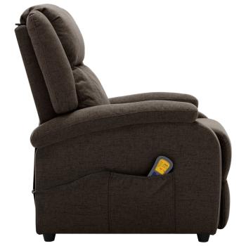 Ohrensessel mit Massagefunktion Dunkelbraun Stoff
