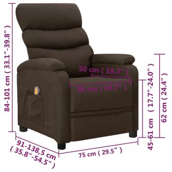 Massagesessel Dunkelbraun Stoff