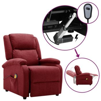 Massagesessel Elektrisch Weinrot Stoff