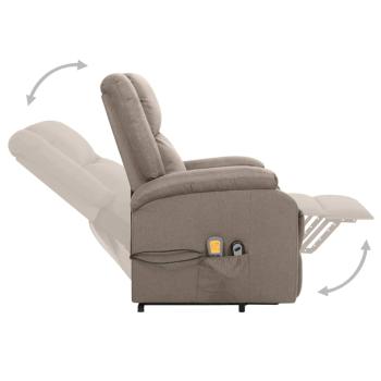 Massagesessel mit Aufstehhilfe Taupe Stoff