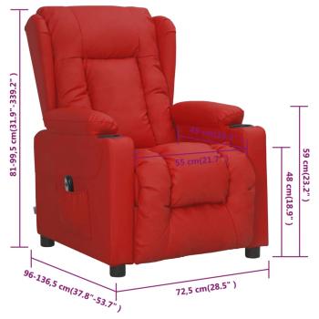 Relaxsessel Elektrisch Weinrot Kunstleder
