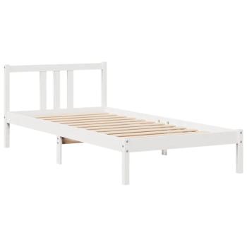 Massivholzbett mit Regal ohne Matratze Weiß 90x200 cm Kiefer